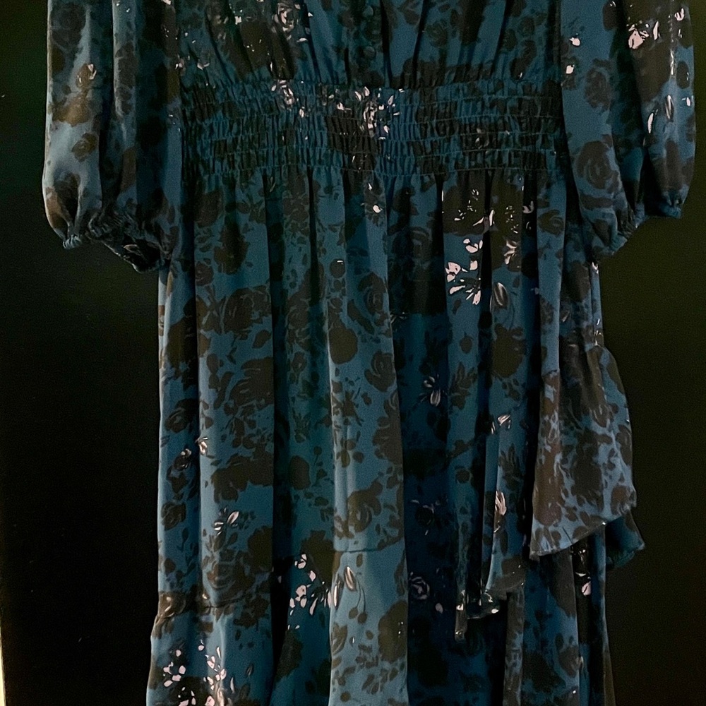 Taylor Teal Floral Midi Dress